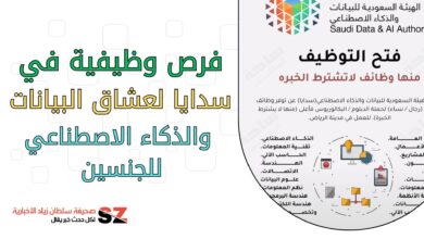 فرص وظيفية في سدايا لعشاق البيانات والذكاء الاصطناعي للجنسين
